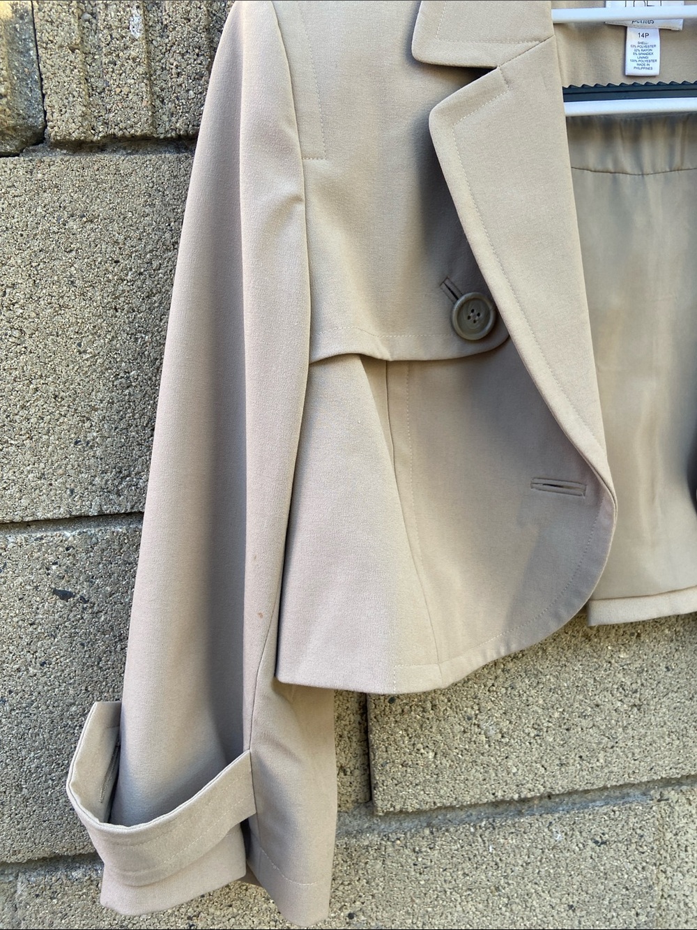 LOFT Beige Cropped Trench-Style Blazer Jacket - Picture 2 of 7